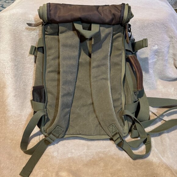 Canvas Travel Backpack laptop, Large Capacity Hiking Backpack, Outdoor Casual Da - Picture 9 of 14